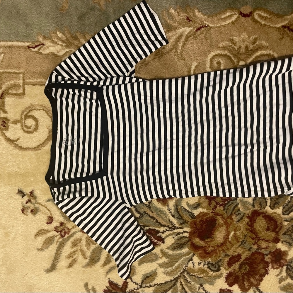 J. Crew Black and White Striped Top